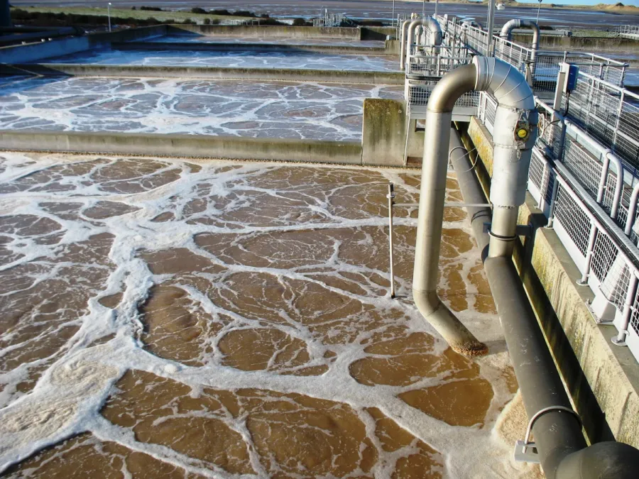 Aeration basin at an industrial water and wastewater treatment plant