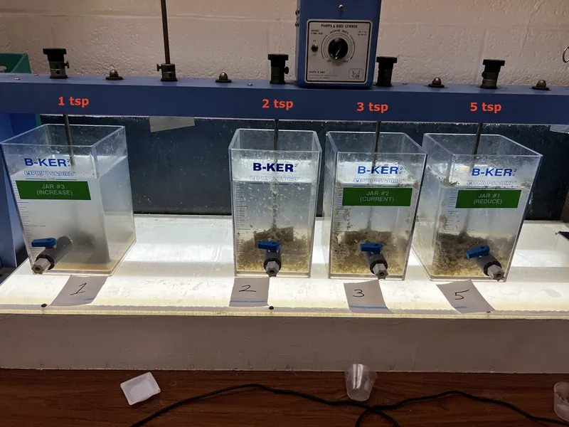 Jar testing to optimize chemical dosage